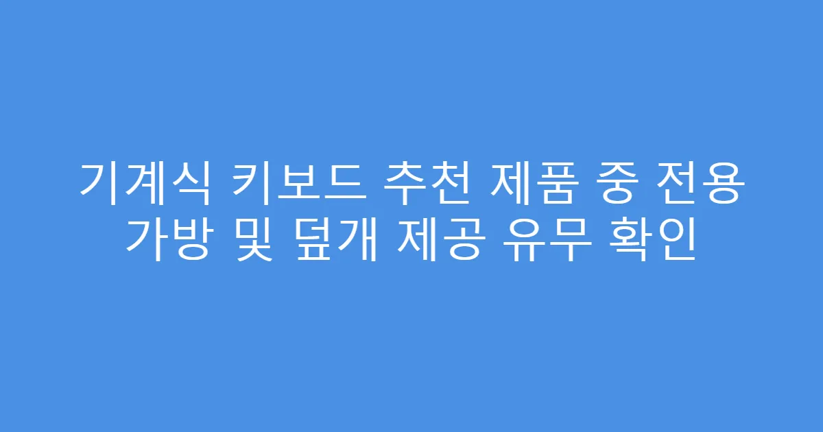 기계식 키보드 추천 제품 중 전용 가방 및 덮개 제공 유무 확인
