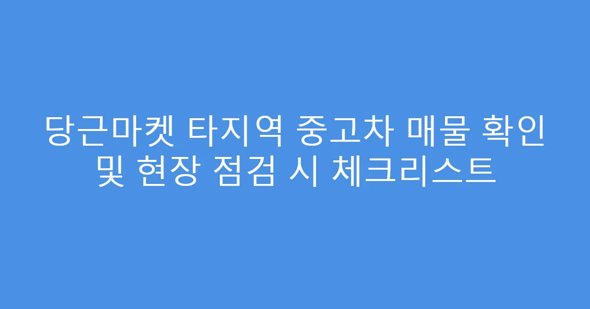 당근마켓 타지역 중고차 매물 확인 및 현장 점검 시 체크리스트