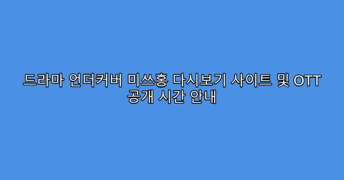 드라마 언더커버 미쓰홍 다시보기 사이트 및 OTT 공개 시간 안내