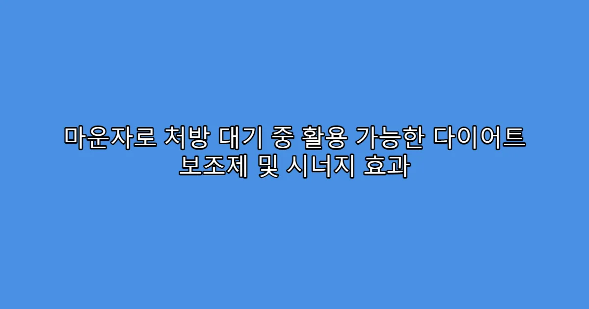 마운자로 처방 대기 중 활용 가능한 다이어트 보조제 및 시너지 효과