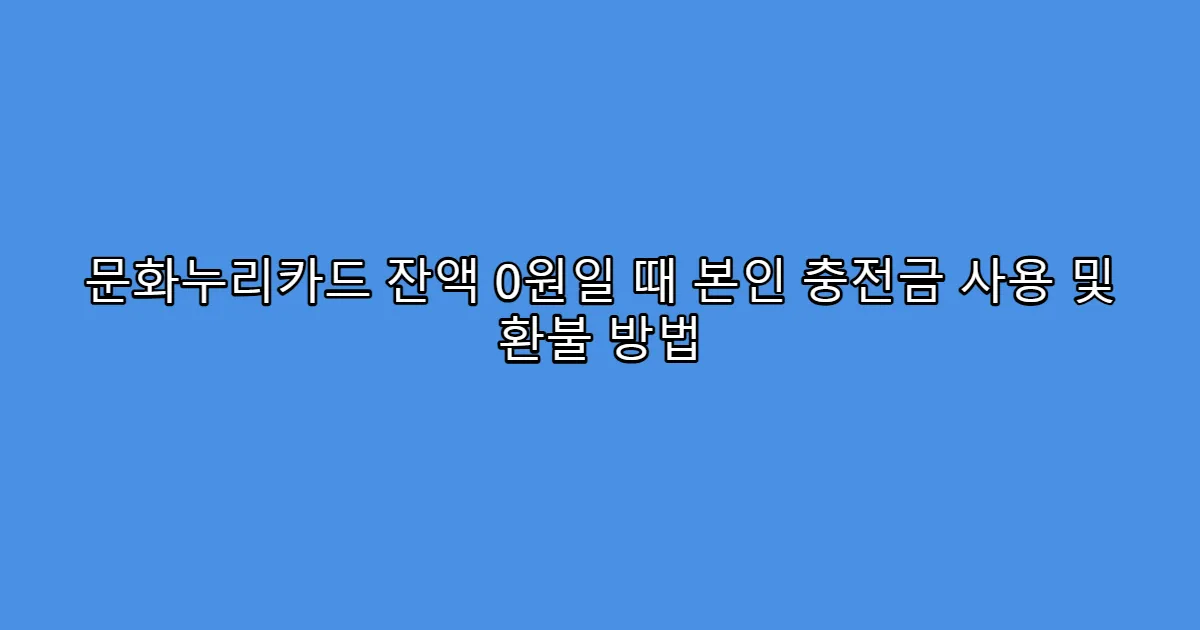 문화누리카드 잔액 0원일 때 본인 충전금 사용 및 환불 방법