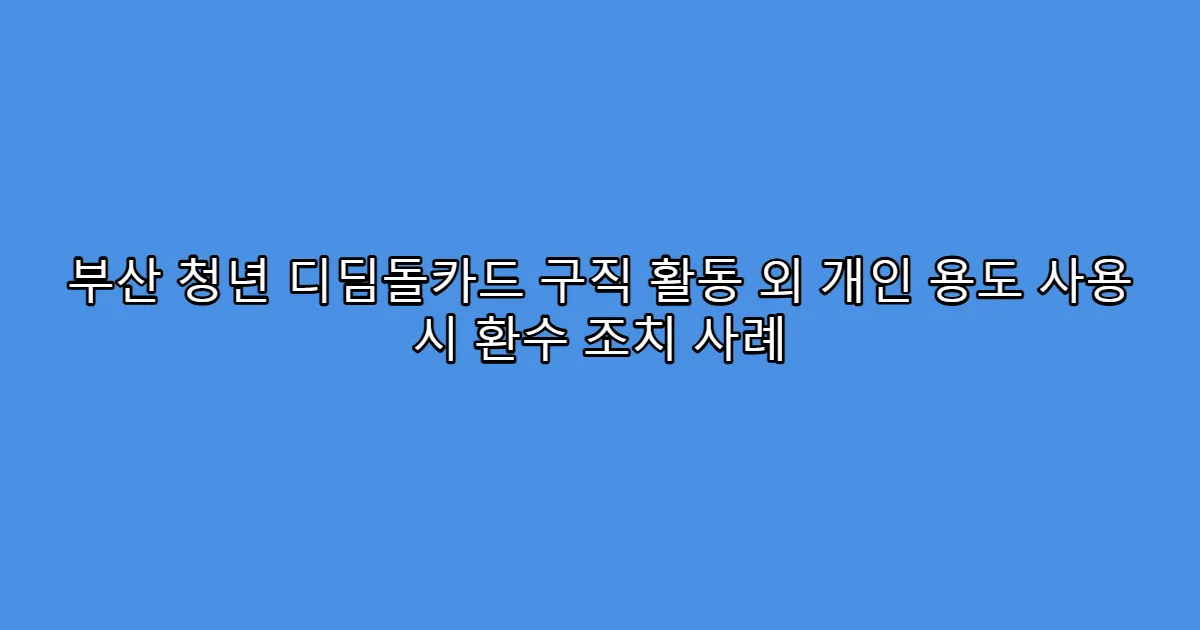 부산 청년 디딤돌카드 구직 활동 외 개인 용도 사용 시 환수 조치 사례