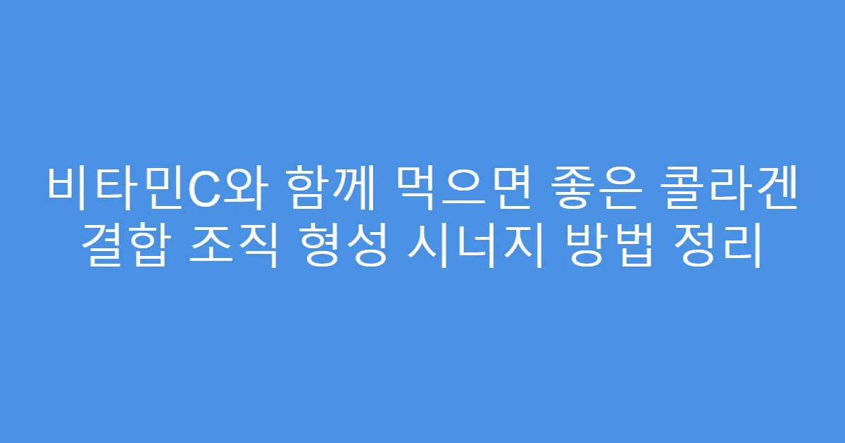 비타민C와 함께 먹으면 좋은 콜라겐 결합 조직 형성 시너지 방법 정리
