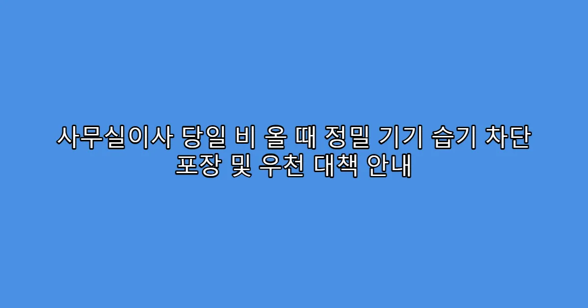 사무실이사 당일 비 올 때 정밀 기기 습기 차단 포장 및 우천 대책 안내