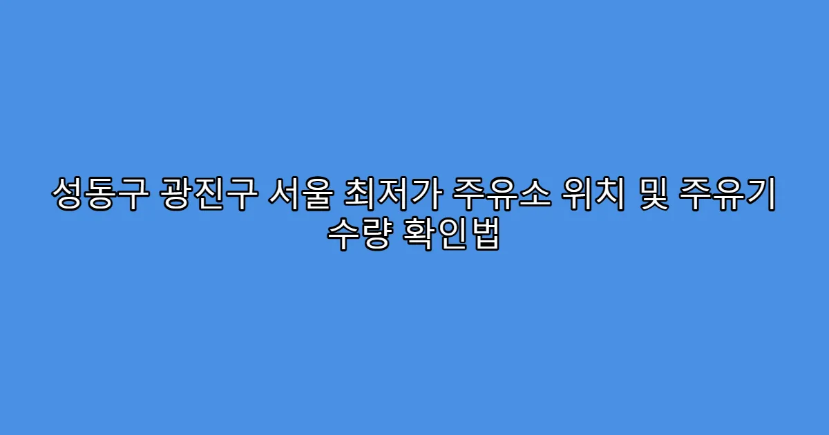 성동구 광진구 서울 최저가 주유소 위치 및 주유기 수량 확인법