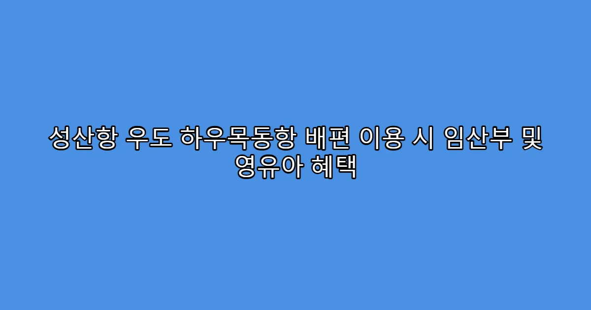 성산항 우도 하우목동항 배편 이용 시 임산부 및 영유아 혜택