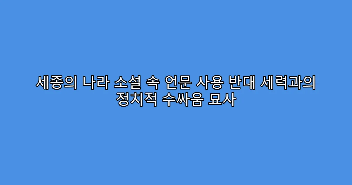 세종의 나라 소설 속 언문 사용 반대 세력과의 정치적 수싸움 묘사