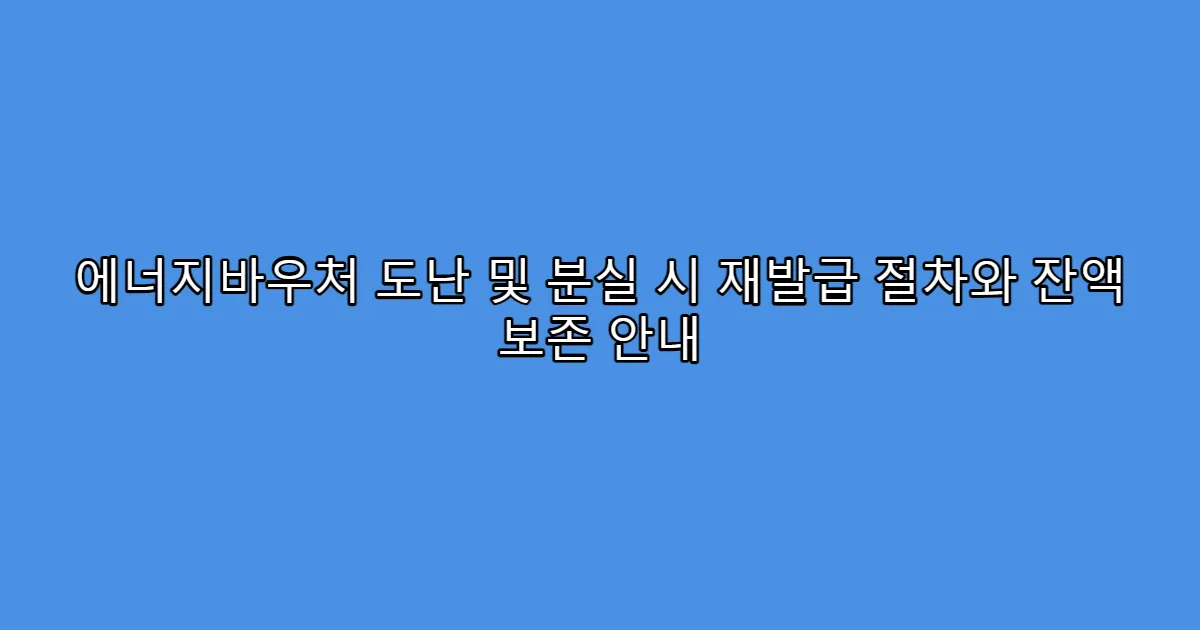에너지바우처 도난 및 분실 시 재발급 절차와 잔액 보존 안내
