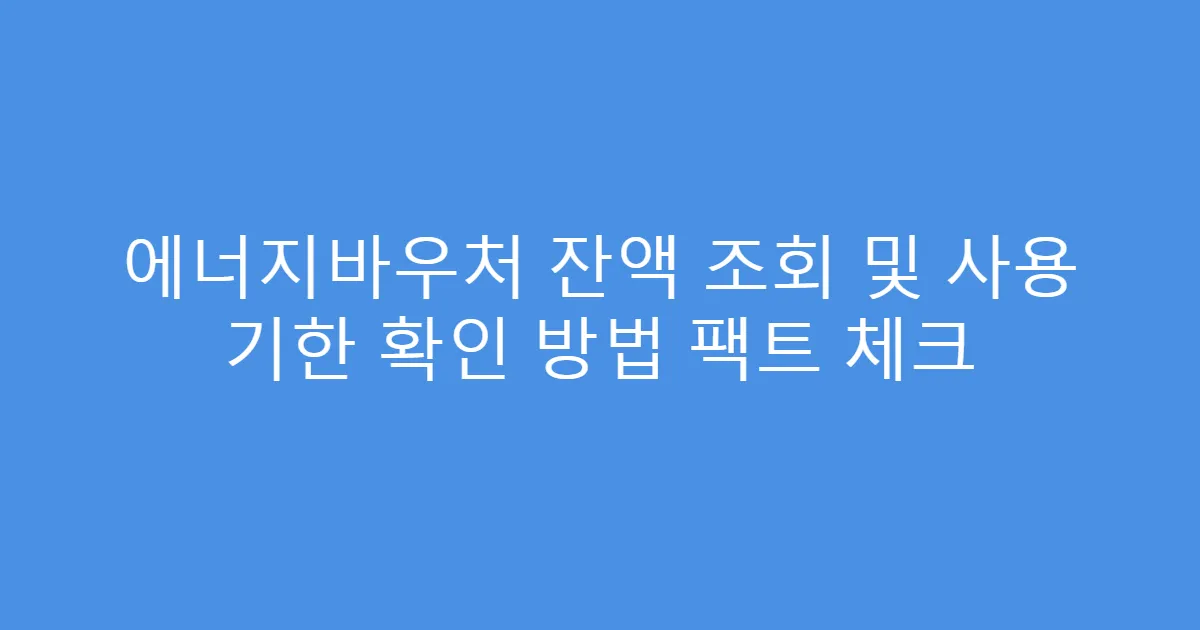 에너지바우처 잔액 조회 및 사용 기한 확인 방법 팩트 체크