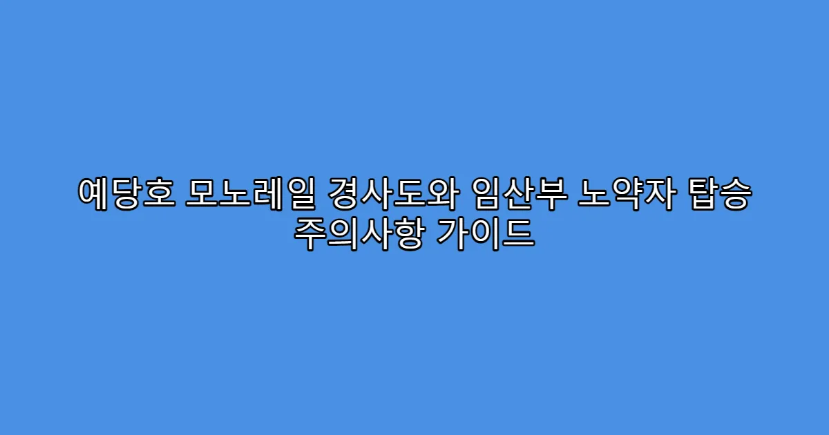 예당호 모노레일 경사도와 임산부 노약자 탑승 주의사항 가이드