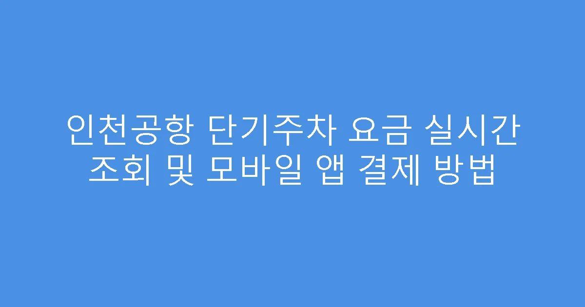 인천공항 단기주차 요금 실시간 조회 및 모바일 앱 결제 방법
