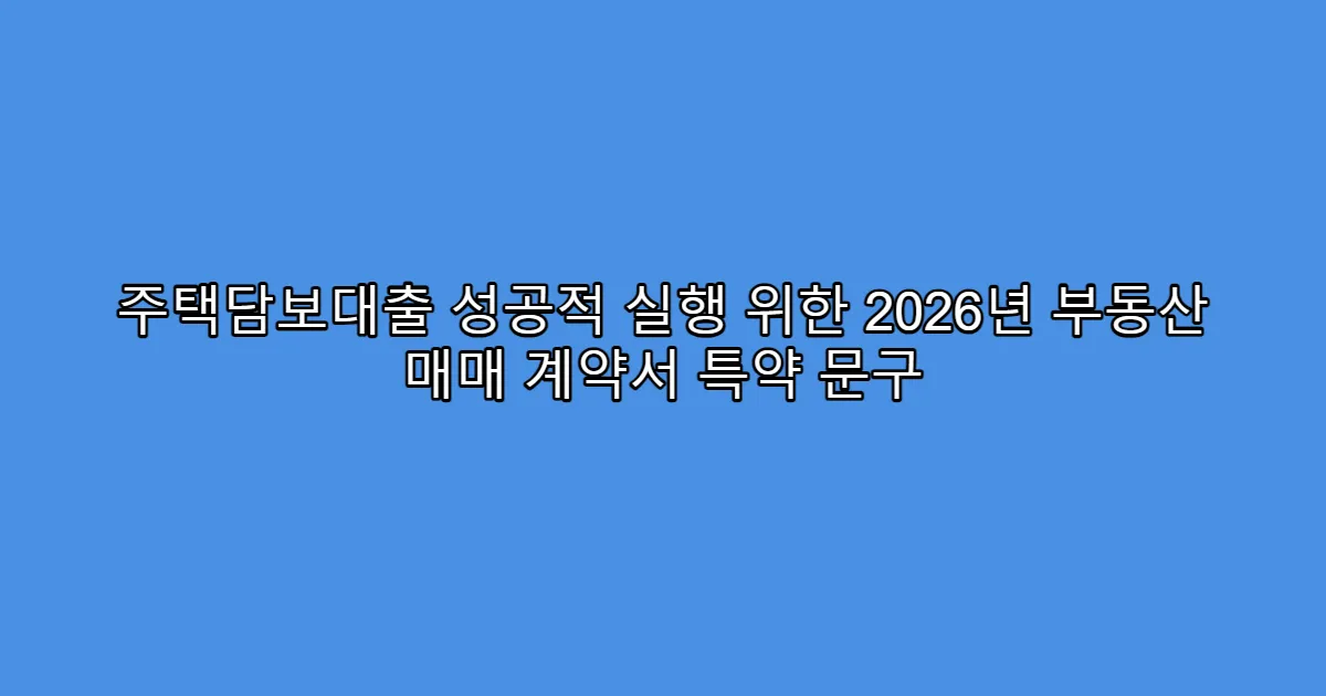주택담보대출 성공적 실행 위한 2026년 부동산 매매 계약서 특약 문구
