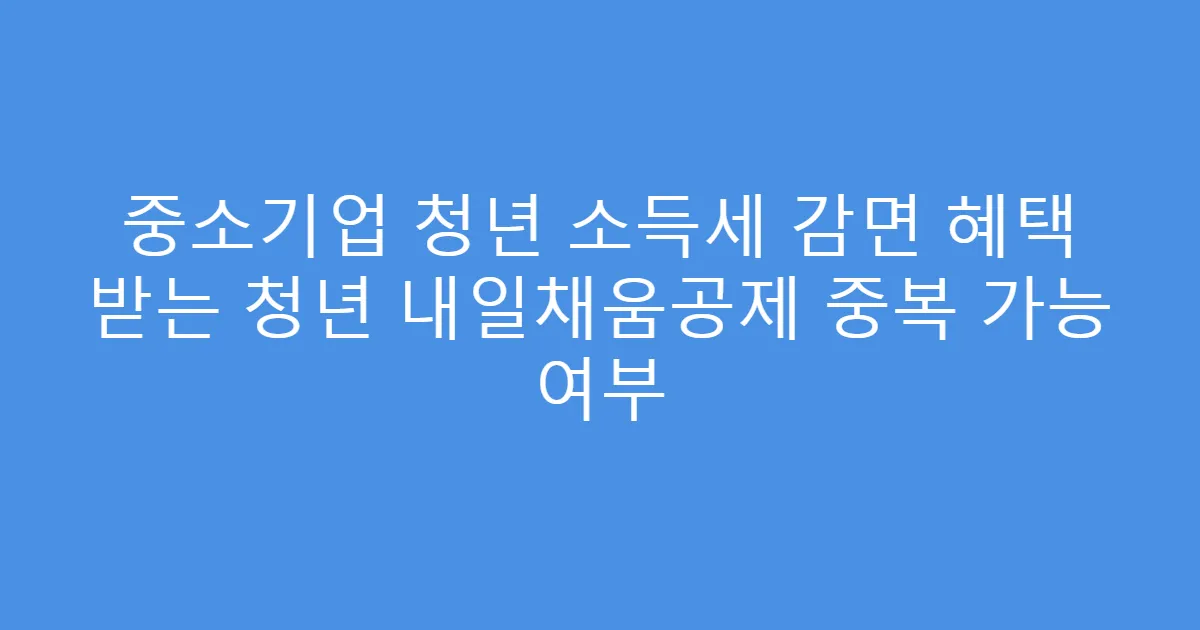 중소기업 청년 소득세 감면 혜택 받는 청년 내일채움공제 중복 가능 여부