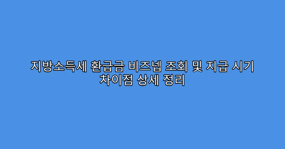 지방소득세 환급금 비즈넵 조회 및 지급 시기 차이점 상세 정리