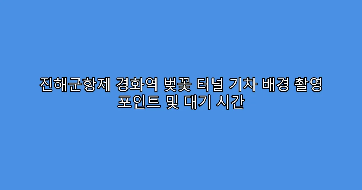 진해군항제 경화역 벚꽃 터널 기차 배경 촬영 포인트 및 대기 시간