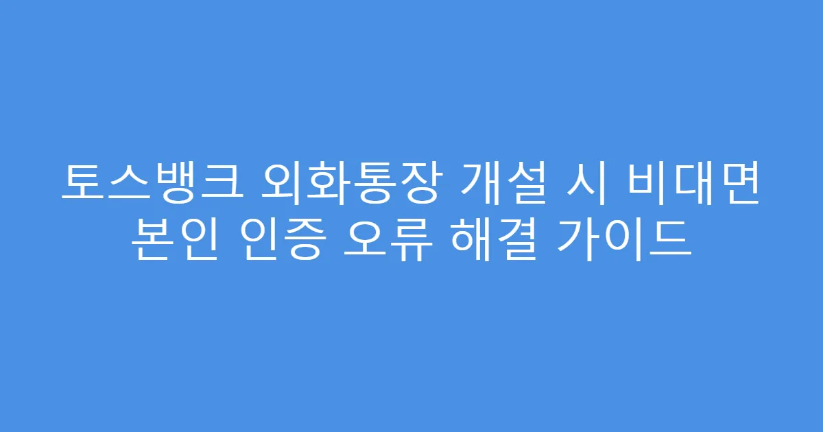 토스뱅크 외화통장 개설 시 비대면 본인 인증 오류 해결 가이드