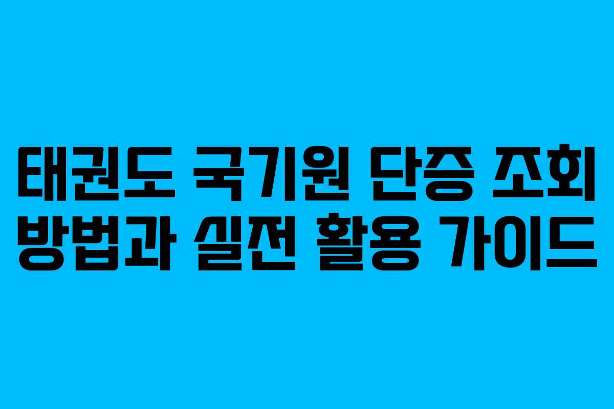 태권도 국기원 단증 조회 방법과 실전 활용 가이드