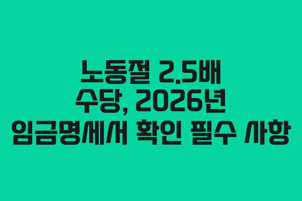 노동절 2.5배 수당, 2026년 임금명세서 확인 필수 사항