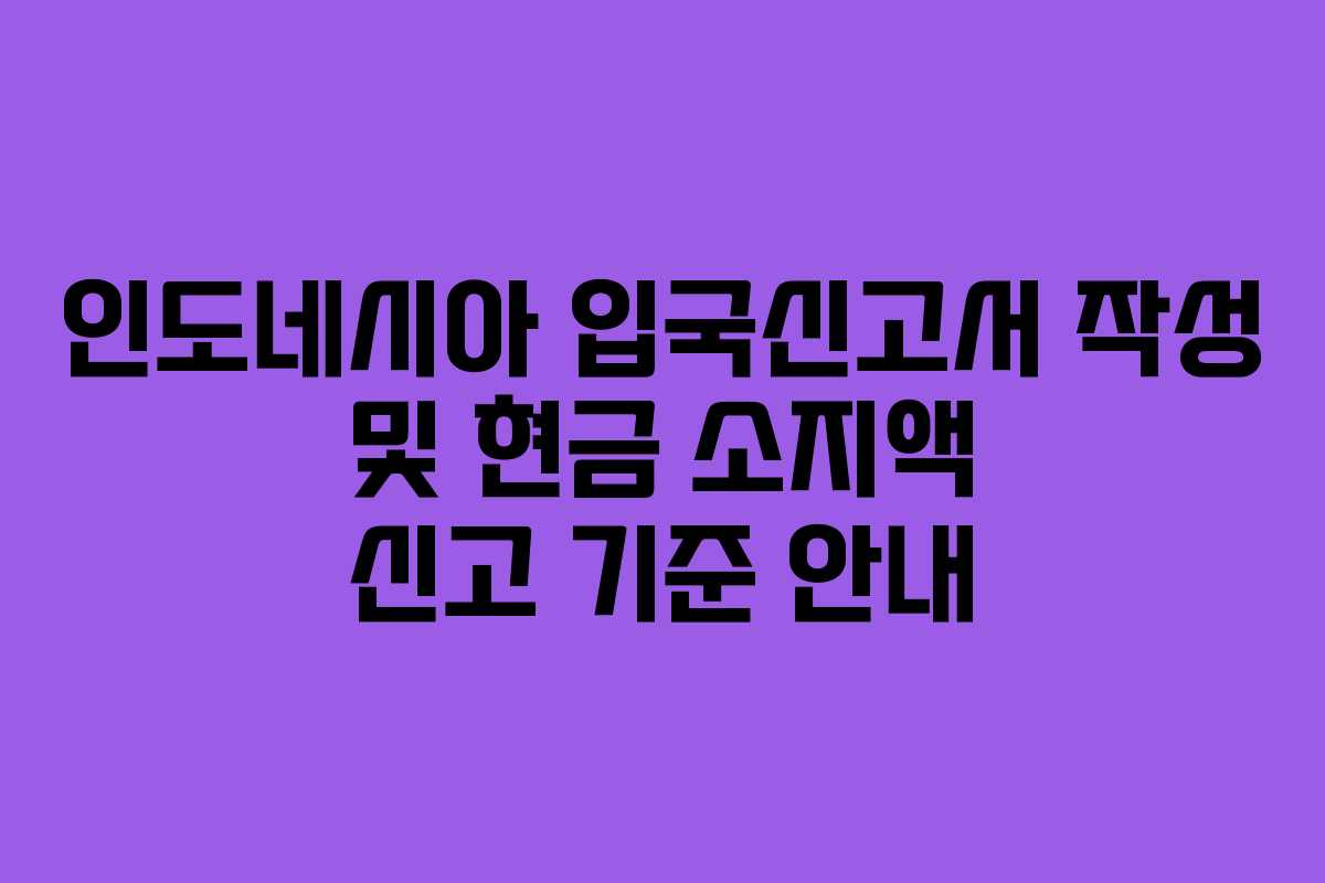 인도네시아 입국신고서 작성 및 현금 소지액 신고 기준 안내