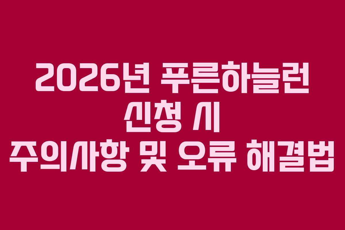2026년 푸른하늘런 신청 시 주의사항 및 오류 해결법