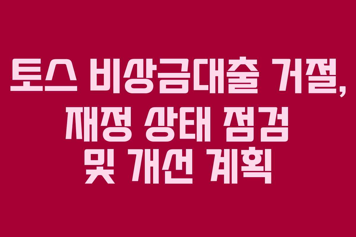 토스 비상금대출 거절, 재정 상태 점검 및 개선 계획