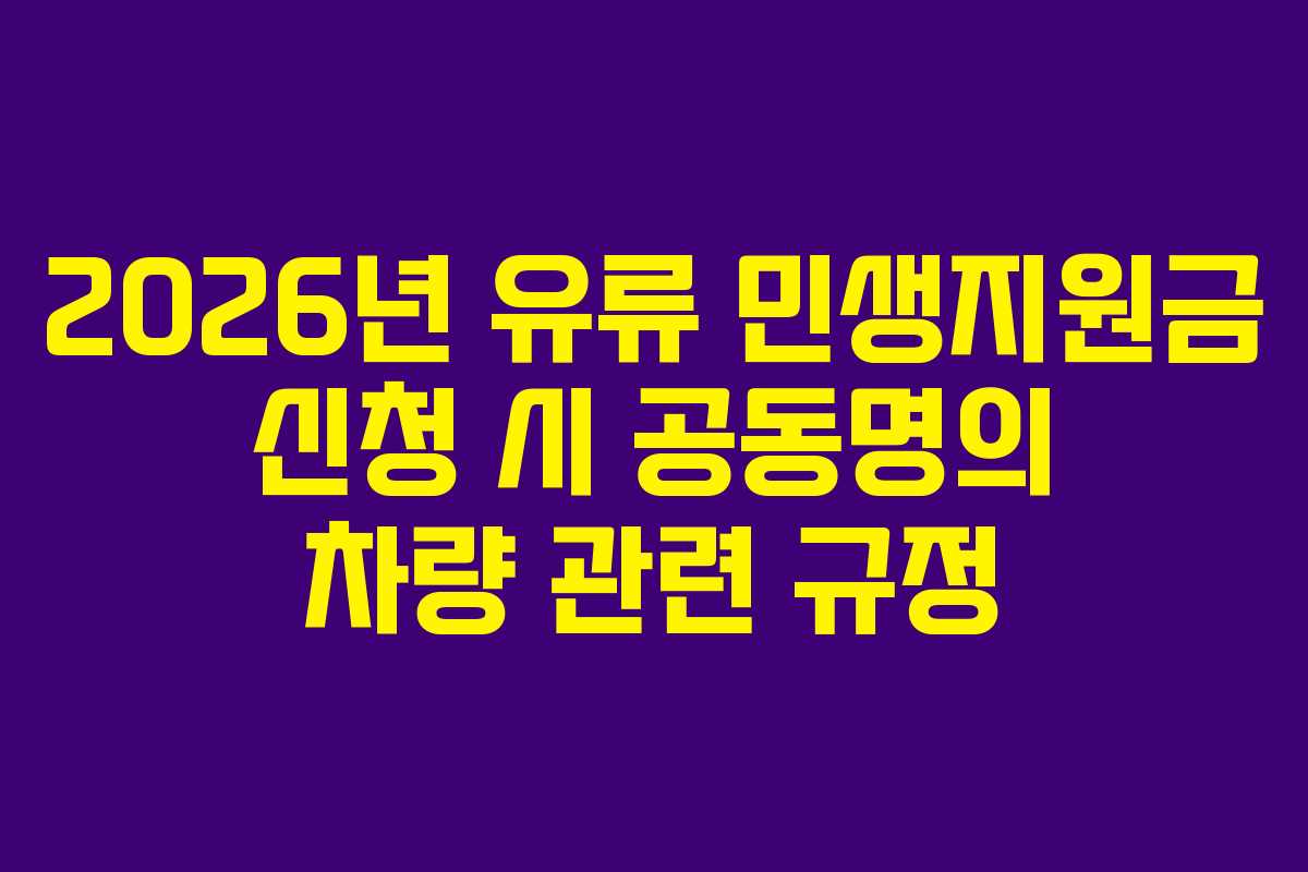 2026년 유류 민생지원금 신청 시 공동명의 차량 관련 규정