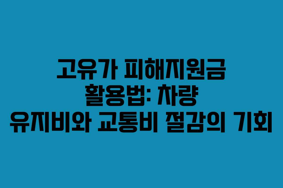 고유가 피해지원금 활용법: 차량 유지비와 교통비 절감의 기회