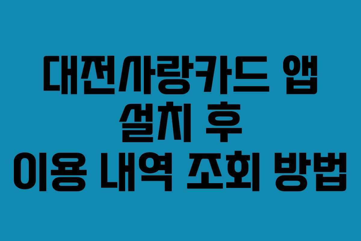 대전사랑카드 앱 설치 후 이용 내역 조회 방법
