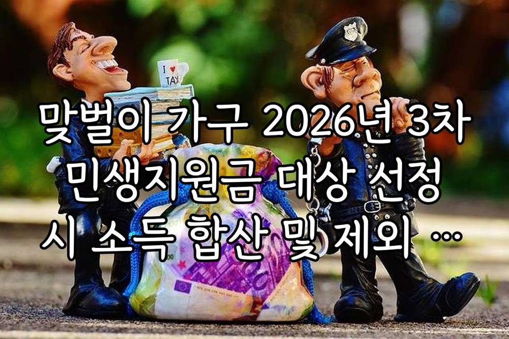 맞벌이 가구 2026년 3차 민생지원금 대상 선정 시 소득 합산 및 제외 기준