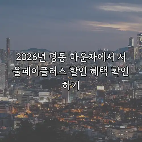 2026년 명동 마운자에서 서울페이플러스 할인 혜택 확인하기