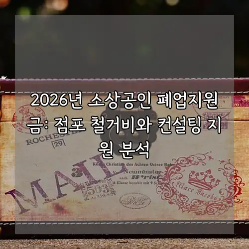 2026년 소상공인 폐업지원금: 점포 철거비와 컨설팅 지원 분석