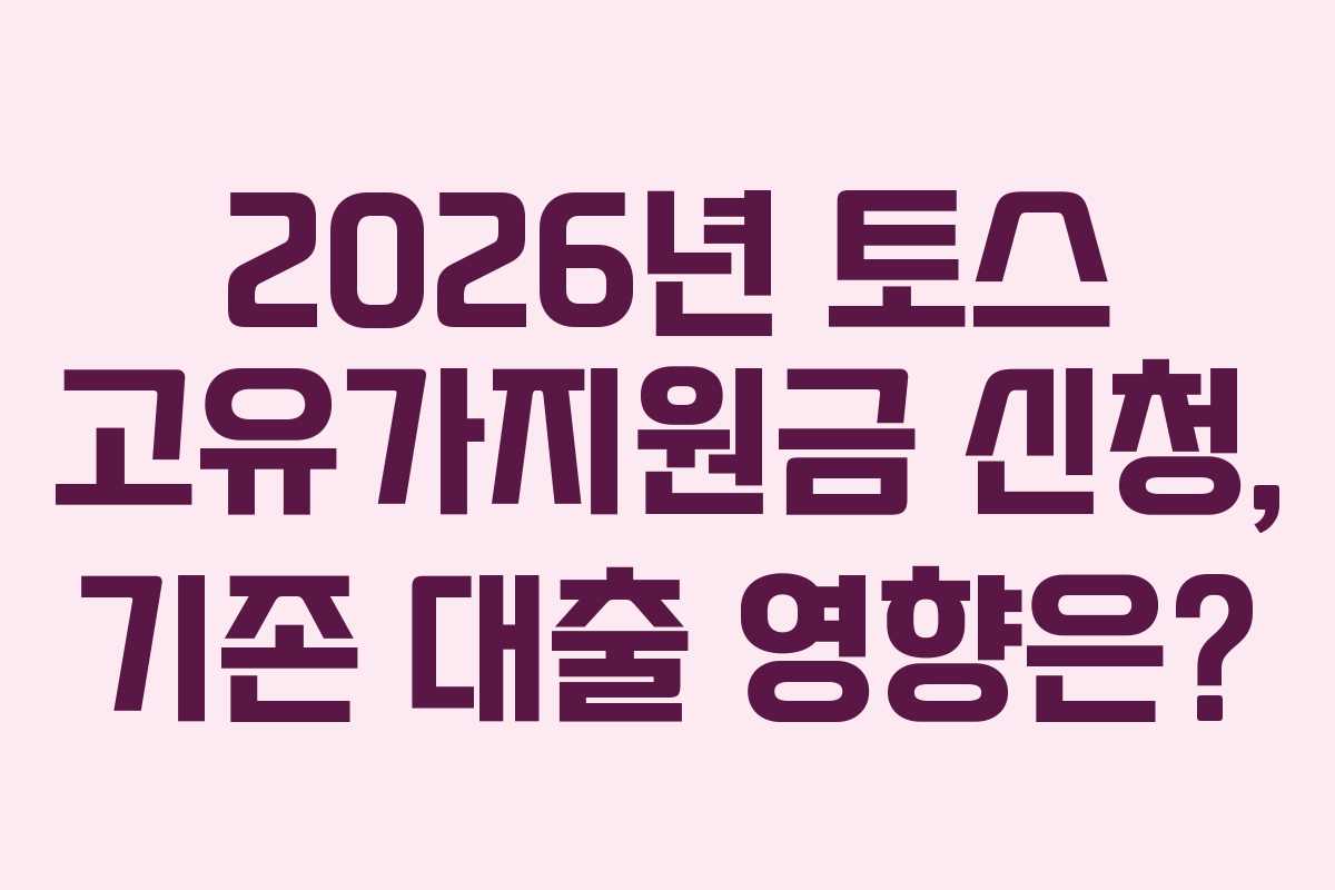 2026년 토스 고유가지원금 신청, 기존 대출 영향은?