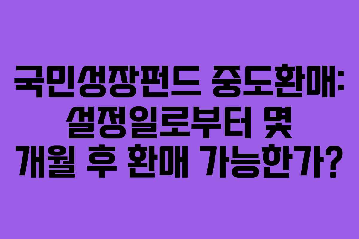 국민성장펀드-중도환매-설정일로부터-몇-개월-후-환매-가능한가