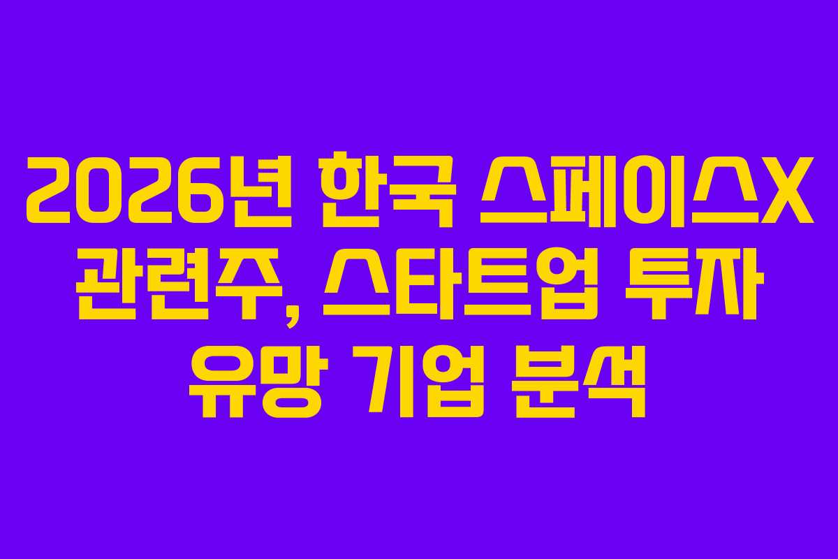 2026년-한국-스페이스X-관련주,-스타트업-투자-유망-기업-분석