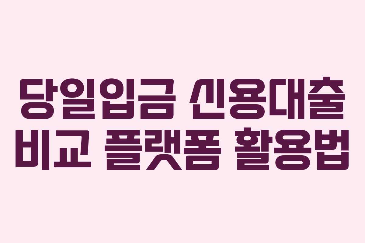 당일입금-신용대출-비교-플랫폼-활용법