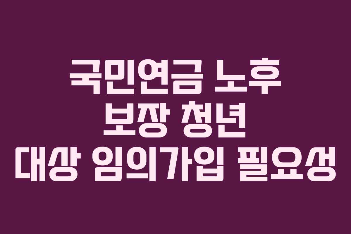 국민연금-노후-보장-청년-대상-임의가입-필요성